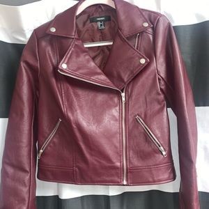 maroon leather jacket